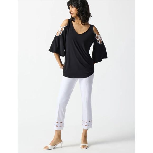 Vince Camuto Black Top with Strappy Flare Sleeves - Picture 2 of 13